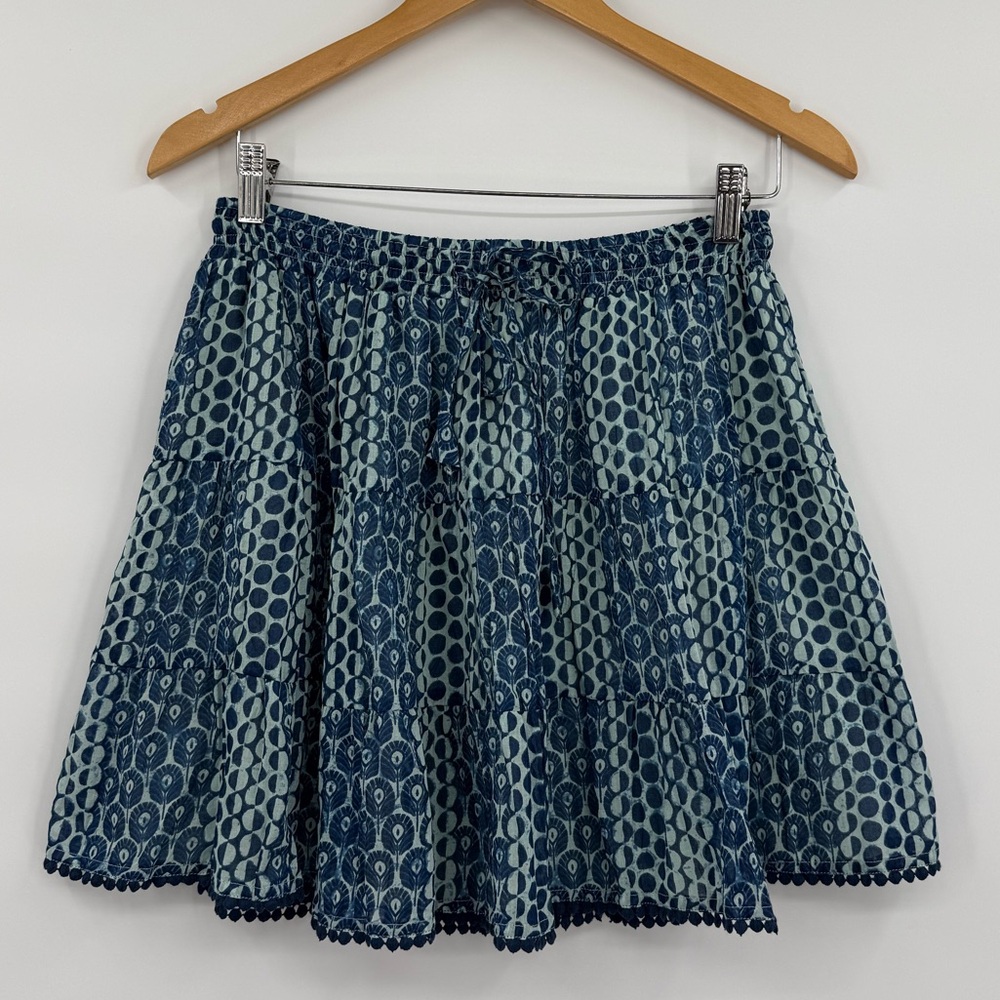 Blue Patterned Mini Skirt - Picture 3 of 6